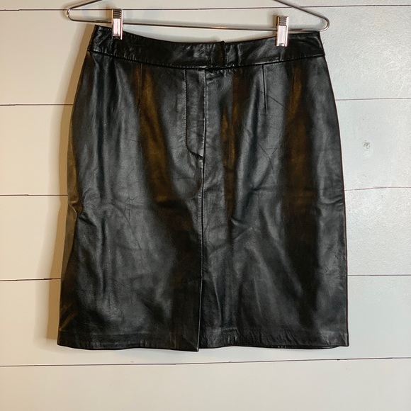 ALFANI BLACK LEATHER SKIRT SZ 10 - Picture 2 of 5